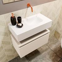 MONDIAZ ANDOR Toiletmeubel 60x30x30cm met 0 kraangaten 1 lades linen mat Wastafel Lex rechts Solid Surface Wit FK75343314