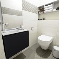 MONDIAZ OLAN Toiletmeubel 60x30x40cm met 1 kraangaten 1 lades urban mat Wastafel Lex links Solid Surface Wit FK75342441