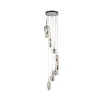 Searchlight Hängeleuchte Linen, 9-flammig, chrom/rauchfarben, Glas, G4