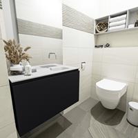 MONDIAZ OLAN Toiletmeubel 80x30x40cm met 0 kraangaten 1 lades urban mat Wastafel Lex rechts Solid Surface Wit FK75342450