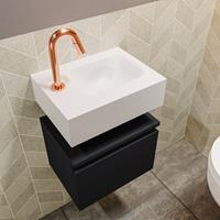MONDIAZ ANDOR Toiletmeubel 40x30x30cm met 1 kraangaten 1 lades urban mat Wastafel Lex rechts Solid Surface Wit FK75343133