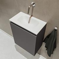 MONDIAZ TURE Toiletmeubel 40x23x50cm met 0 kraangaten 1 deuren dark grey mat Wastafel Eden midden Solid Surface Wit FK75341062