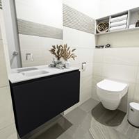 MONDIAZ OLAN Toiletmeubel 80x30x40cm met 0 kraangaten 1 lades urban mat Wastafel Lex links Solid Surface Wit FK75342448