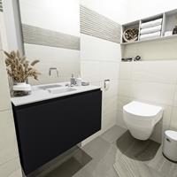 MONDIAZ OLAN Toiletmeubel 80x30x40cm met 0 kraangaten 1 lades urban mat Wastafel Lex midden Solid Surface Wit FK75342446