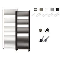 Sanicare electrische design radiator 172 x 60 cm Inox-look met thermostaat zwart HRAEZ601720/I