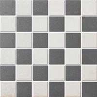 The Mosaic Factory London mozaïektegel 4.8x4.8x0.6cm voor vloer voor binnen en buiten vierkant Keramiek Dambord Mix Super wit en zwart LO1010S1017
