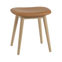 Muuto Fiber Kruk Wood Base Cognac Refine Leather