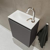 MONDIAZ TURE Toiletmeubel 40x23x50cm met 1 kraangaten 1 deuren dark grey mat Wastafel Eden links Solid Surface Wit FK75341063