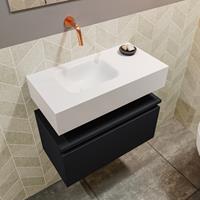 MONDIAZ ANDOR Toiletmeubel 60x30x30cm met 0 kraangaten 1 lades urban mat Wastafel Lex links Solid Surface Wit FK75343138