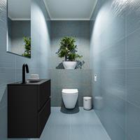 MONDIAZ ADA Toiletmeubel 60x30x50cm met 1 kraangaten 2 lades urban mat Wastafel Lex links Solid Surface Zwart FK75342093