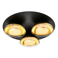 Lindby Erin LED-Deckenlampe schwarz/gold 3fl rund