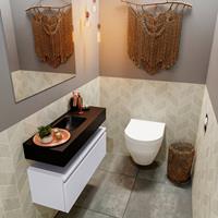 MONDIAZ ANDOR Toiletmeubel 80x30x30cm met 1 kraangaten 1 lades cale mat Wastafel Lex midden Solid Surface Zwart FK75343692