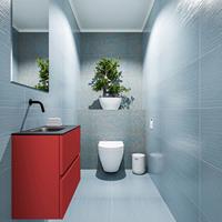 MONDIAZ ADA Toiletmeubel 60x30x50cm met 0 kraangaten 2 lades fire mat Wastafel Lex links Solid Surface Zwart FK75342239