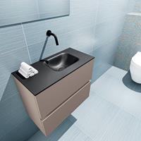 MONDIAZ ADA Toiletmeubel 60x30x50cm met 0 kraangaten 2 lades smoke mat Wastafel Lex rechts Solid Surface Zwart FK75342154