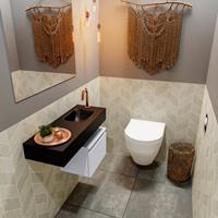 MONDIAZ ANDOR Toiletmeubel 80x30x30cm met 1 kraangaten 1 lades cale mat Wastafel Lex rechts Solid Surface Zwart FK75344039