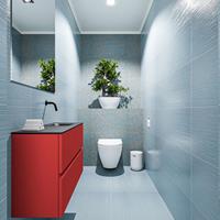 MONDIAZ ADA Toiletmeubel 80x30x50cm met 0 kraangaten 2 lades fire mat Wastafel Lex rechts Solid Surface Zwart FK75342247