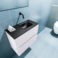 MONDIAZ ADA Toiletmeubel 60x30x50cm met 0 kraangaten 2 lades cale mat Wastafel Lex rechts Solid Surface Zwart FK75342299