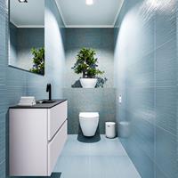 MONDIAZ ADA Toiletmeubel 80x30x50cm met 1 kraangaten 2 lades cale mat Wastafel Lex midden Solid Surface Zwart FK75342300