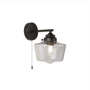 School House 1 Light Wandleuchte, Schwarz, Opalglas IP44 - Searchlight