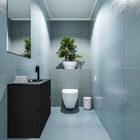 MONDIAZ ADA Toiletmeubel 60x30x50cm met 1 kraangaten 2 lades urban mat Wastafel Lex rechts Solid Surface Zwart FK75342095