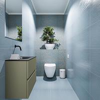 MONDIAZ ADA Toiletmeubel 60x30x50cm met 0 kraangaten 2 lades army mat Wastafel Lex midden Solid Surface Zwart FK75342179