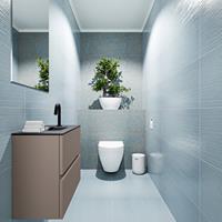 MONDIAZ ADA Toiletmeubel 60x30x50cm met 1 kraangaten 2 lades smoke mat Wastafel Lex midden Solid Surface Zwart FK75342149