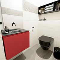 MONDIAZ OLAN Toiletmeubel 60x30x40cm met 0 kraangaten 1 lades fire mat Wastafel Lex midden Solid Surface Zwart FK75342933