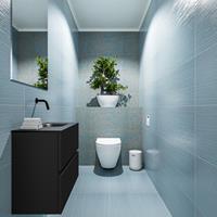 MONDIAZ ADA Toiletmeubel 60x30x50cm met 0 kraangaten 2 lades urban mat Wastafel Lex rechts Solid Surface Zwart FK75342096