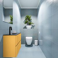 MONDIAZ ADA Toiletmeubel 60x30x50cm met 1 kraangaten 2 lades ocher mat Wastafel Lex links Solid Surface Zwart FK75342209