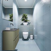 MONDIAZ ADA Toiletmeubel 80x30x50cm met 0 kraangaten 2 lades army mat Wastafel Lex rechts Solid Surface Zwart FK75342189