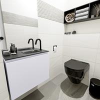 MONDIAZ OLAN Toiletmeubel 60x30x40cm met 1 kraangaten 1 lades cale mat Wastafel Lex rechts Solid Surface Zwart FK75342994