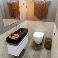 MONDIAZ ANDOR Toiletmeubel 80x30x30cm met 0 kraangaten 1 lades cale mat Wastafel Lex rechts Solid Surface Zwart FK75343697