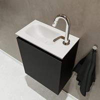 MONDIAZ TURE Toiletmeubel 40x23x50cm met 1 kraangaten 1 deuren urban mat Wastafel Eden links Solid Surface Wit FK75341033