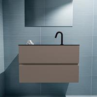 MONDIAZ ADA Toiletmeubel 80x30x50cm met 1 kraangaten 2 lades smoke mat Wastafel Lex midden Solid Surface Zwart FK75342155