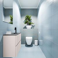 MONDIAZ ADA Toiletmeubel 60x30x50cm met 1 kraangaten 2 lades linen mat Wastafel Lex rechts Solid Surface Zwart FK75342269