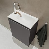 MONDIAZ TURE Toiletmeubel 40x23x50cm met 1 kraangaten 1 deuren dark grey mat Wastafel Eden rechts Solid Surface Wit FK75341065