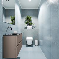 MONDIAZ ADA Toiletmeubel 80x30x50cm met 0 kraangaten 2 lades smoke mat Wastafel Lex links Solid Surface Zwart FK75342158