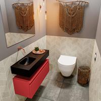 MONDIAZ ANDOR Toiletmeubel 80x30x30cm met 0 kraangaten 1 lades fire mat Wastafel Lex links Solid Surface Zwart FK75343637