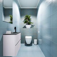 MONDIAZ ADA Toiletmeubel 60x30x50cm met 1 kraangaten 2 lades cale mat Wastafel Lex rechts Solid Surface Zwart FK75342298