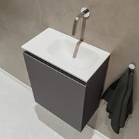 MONDIAZ TURE Toiletmeubel 40x23x50cm met 0 kraangaten 1 deuren dark grey mat Wastafel Eden rechts Solid Surface Wit FK75341066