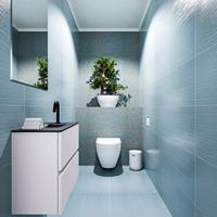 MONDIAZ ADA Toiletmeubel 60x30x50cm met 1 kraangaten 2 lades cale mat Wastafel Lex midden Solid Surface Zwart FK75342294