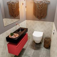 MONDIAZ ANDOR Toiletmeubel 80x30x30cm met 0 kraangaten 1 lades fire mat Wastafel Lex rechts Solid Surface Zwart FK75343639