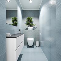 MONDIAZ ADA Toiletmeubel 120x30x50cm met 1 kraangaten 2 lades talc mat Wastafel Lex rechts Solid Surface Zwart FK75342084