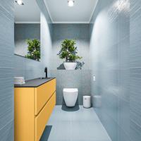 MONDIAZ ADA Toiletmeubel 120x30x50cm met 1 kraangaten 2 lades ocher mat Wastafel Lex rechts Solid Surface Zwart FK75342229