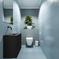 MONDIAZ ADA Toiletmeubel 60x30x50cm met 0 kraangaten 2 lades urban mat Wastafel Lex links Solid Surface Zwart FK75342094