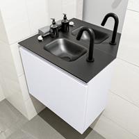 MONDIAZ OLAN Toiletmeubel 60x30x40cm met 1 kraangaten 1 lades cale mat Wastafel Lex midden Solid Surface Zwart FK75342990