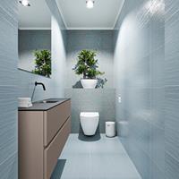 MONDIAZ ADA Toiletmeubel 120x30x50cm met 0 kraangaten 2 lades smoke mat Wastafel Lex midden Solid Surface Zwart FK75342168