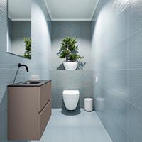 MONDIAZ ADA Toiletmeubel 60x30x50cm met 0 kraangaten 2 lades smoke mat Wastafel Lex links Solid Surface Zwart FK75342152