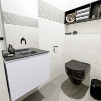 MONDIAZ OLAN Toiletmeubel 60x30x40cm met 0 kraangaten 1 lades cale mat Wastafel Lex midden Solid Surface Zwart FK75342991