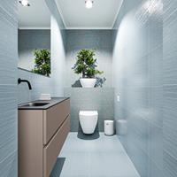 MONDIAZ ADA Toiletmeubel 120x30x50cm met 0 kraangaten 2 lades smoke mat Wastafel Lex links Solid Surface Zwart FK75342170